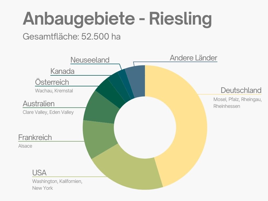 Anbaugebiete Riesling als Kreisdiagramm