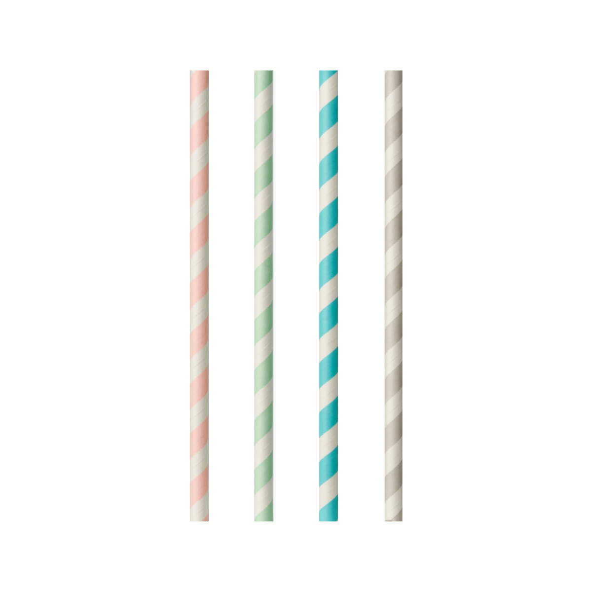 Cocktail Papierstrohhalm "Stripes" | Ø 6 mm x 20 cm - Papstar Pure (100 Stk)