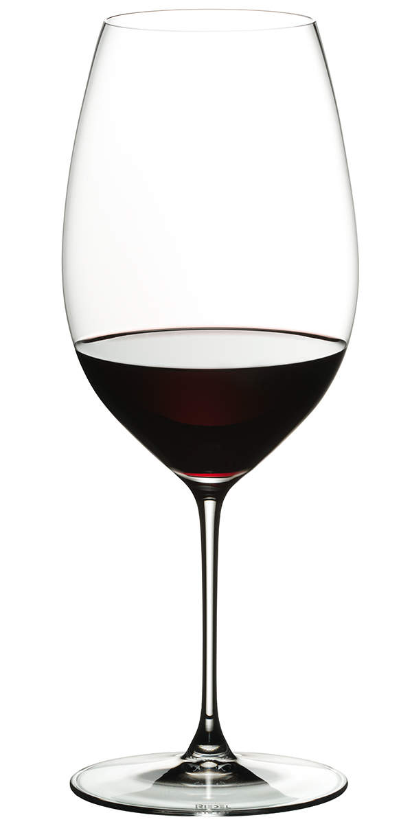 Mit Wein gefülltes Rotweinglas Veritas Neue Welt Shiraz von Riedel